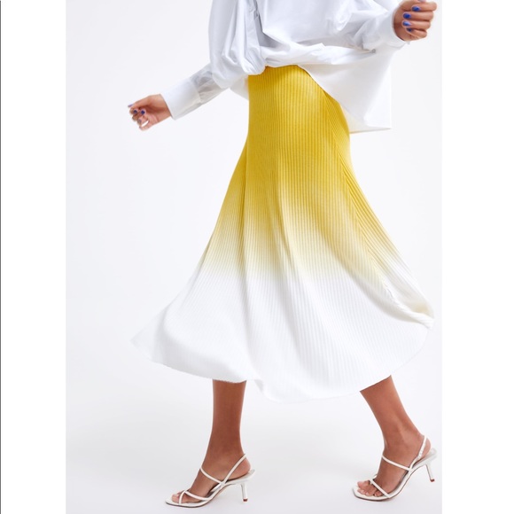 Ombré Knit A line Ribbed Skirt - Picture 2 of 7